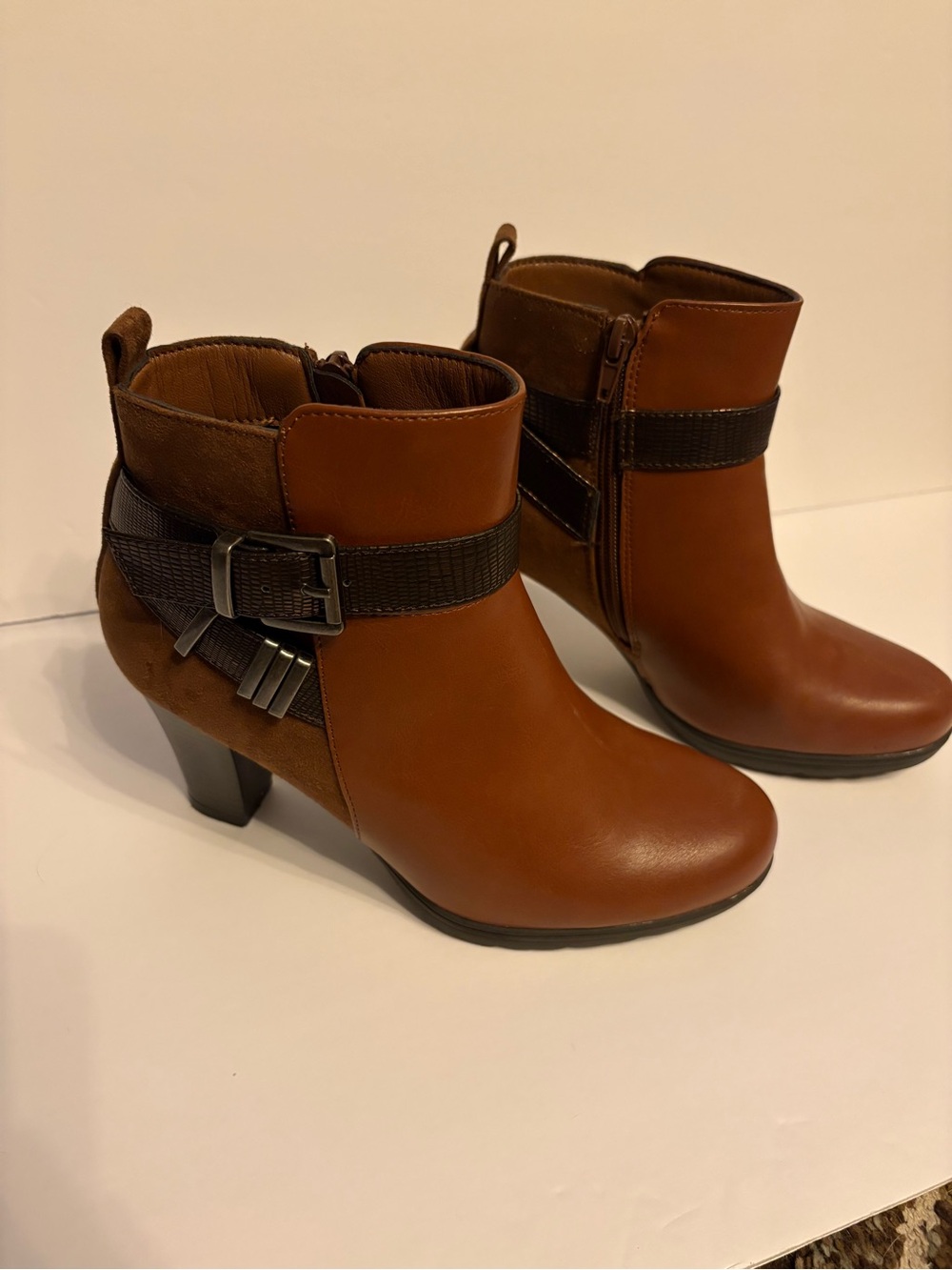 Women’s Brown Ankle Boots with Buckle Detail
